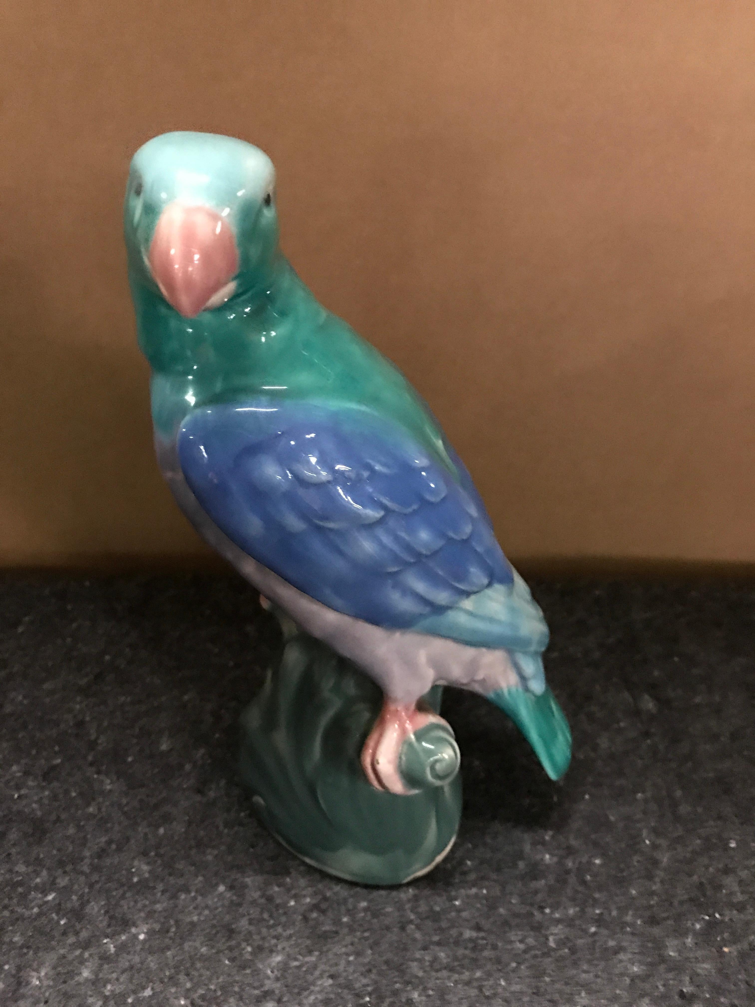 Pair of English Majolica Parrot Figures by Mintons For Sale 9