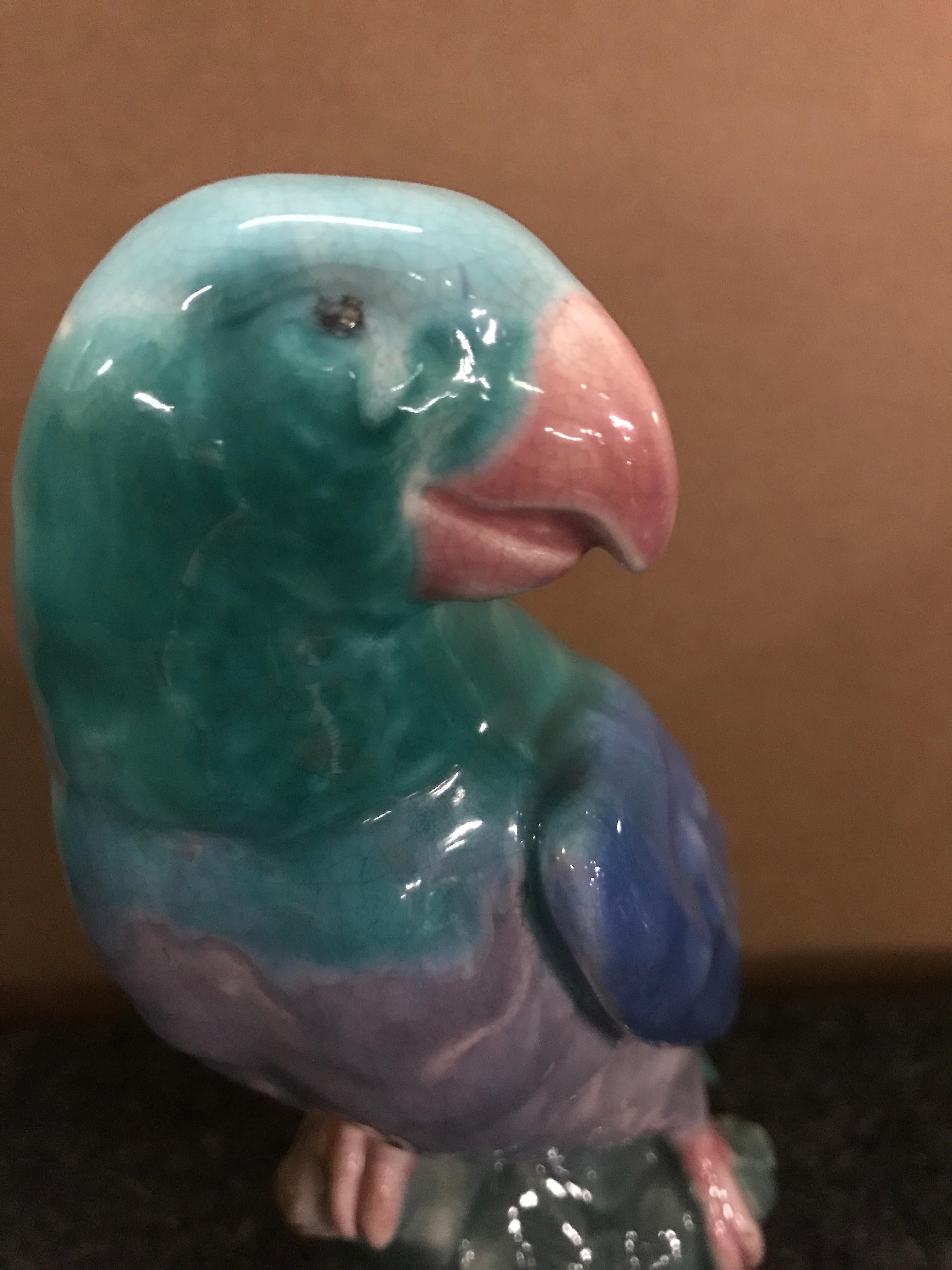 Pair of English Majolica Parrot Figures by Mintons For Sale 9
