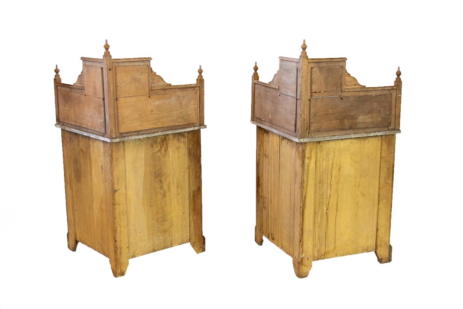 Pair of English Marble-Top Corner Cabinets For Sale 2