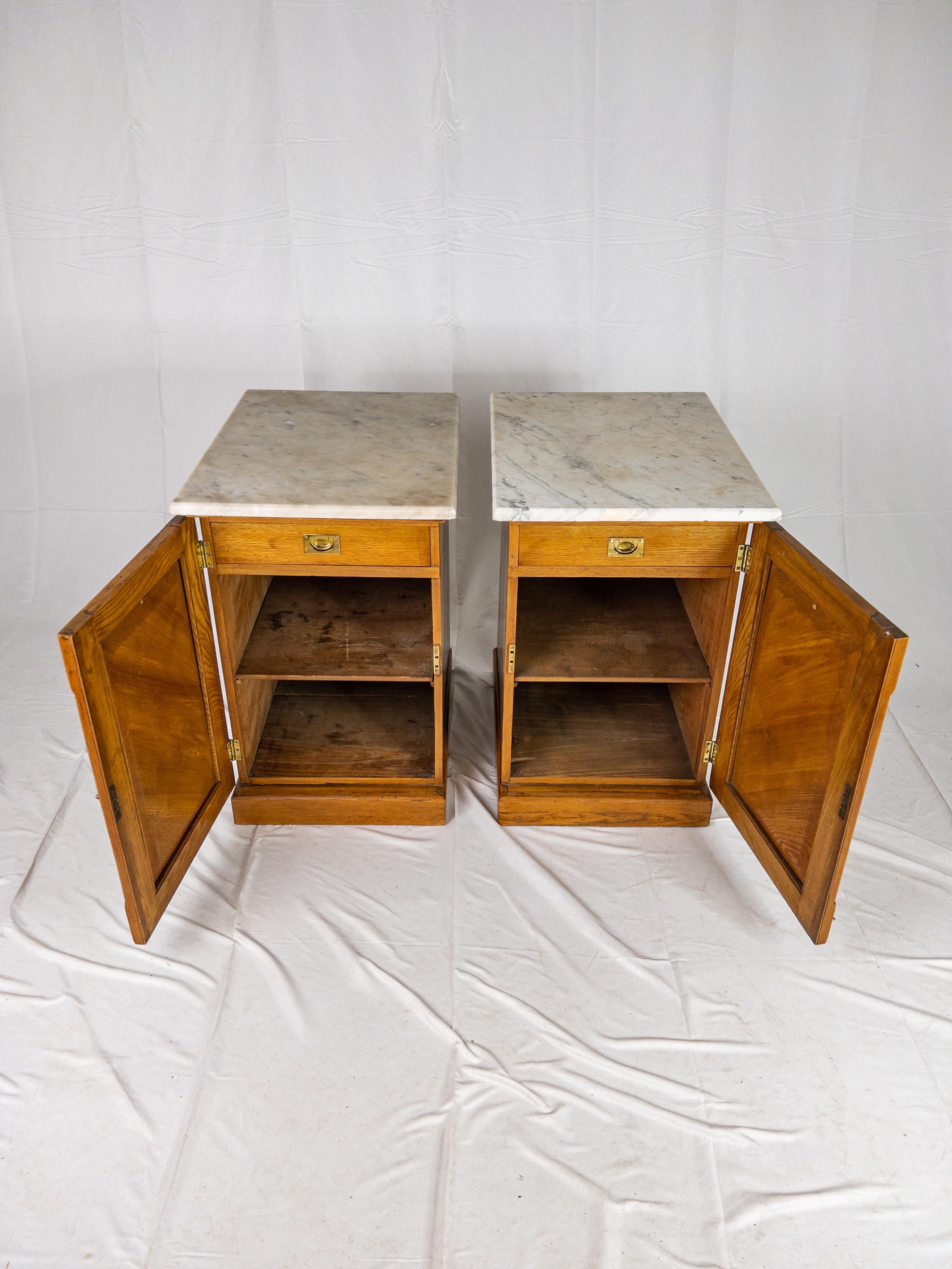 Pair of English Marble Top Side Cabinets For Sale 5