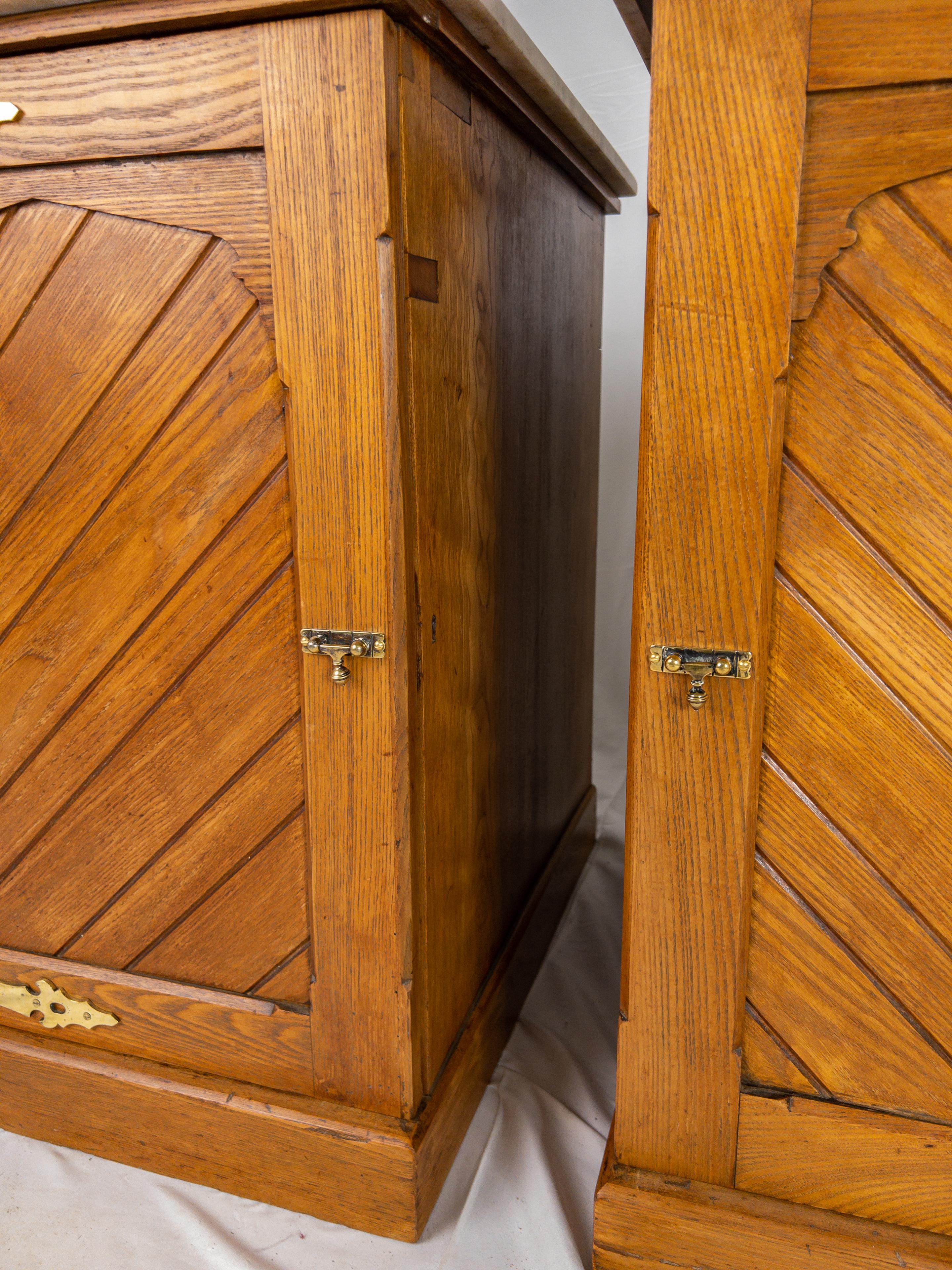 Pair of English Marble Top Side Cabinets For Sale 12