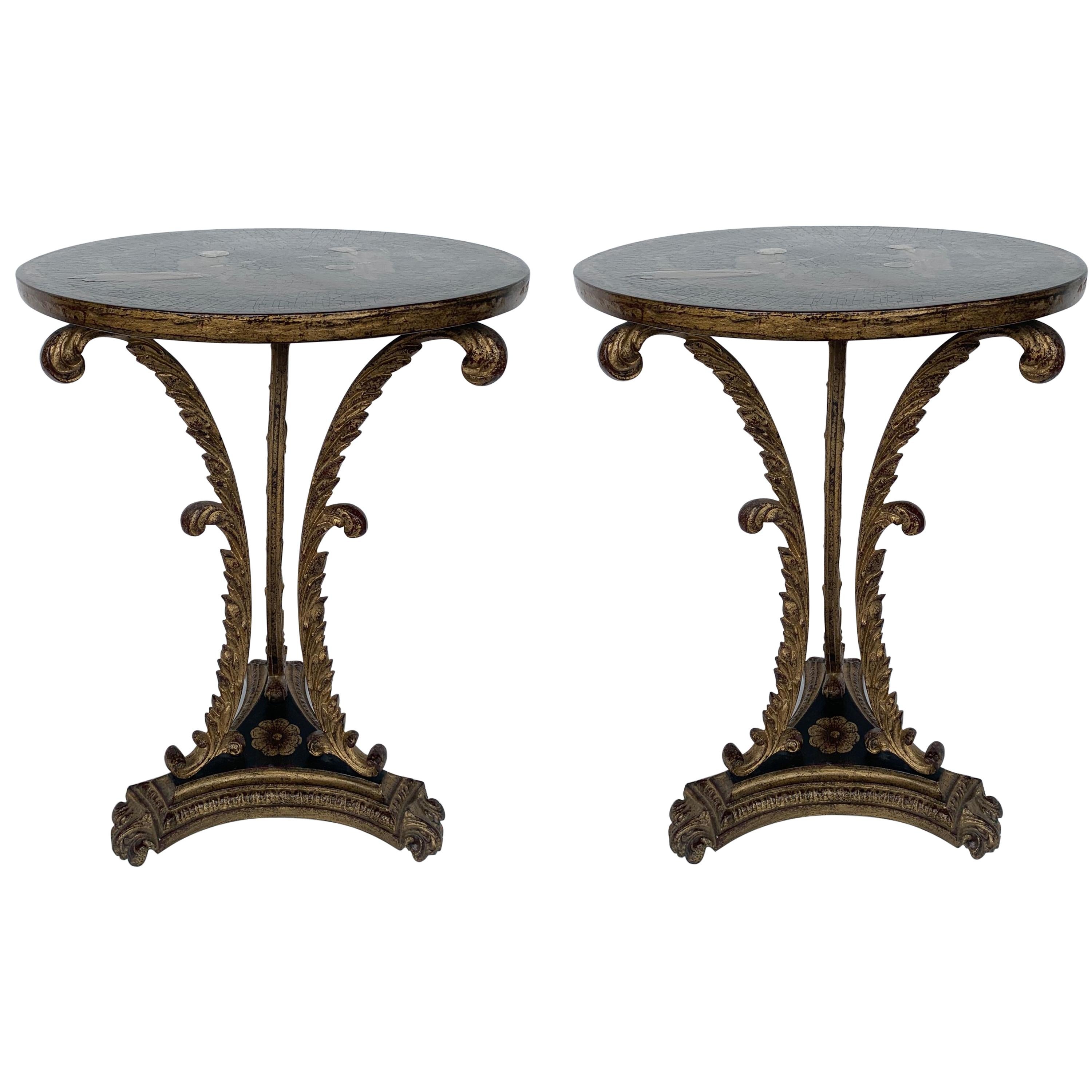 Pair of English Metal Chinoiserie Tables  For Sale