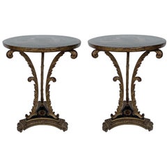 Antique Pair of English Metal Chinoiserie Tables 