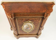 Pair of English Mid-19th Century Porcelain Mounted Thuyawood Cabinets