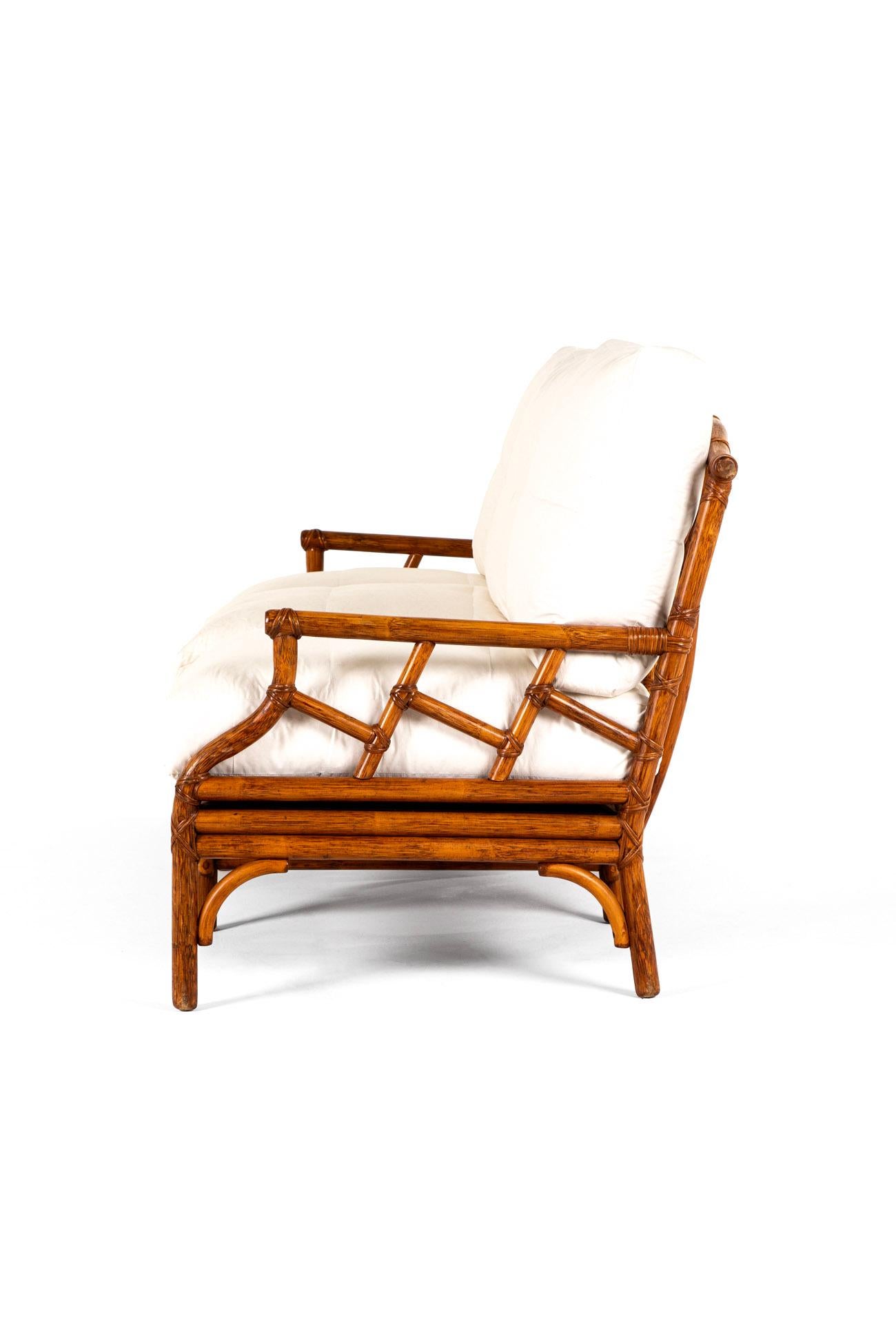 Pair of English Mid-Century Bamboo Sofas For Sale 2