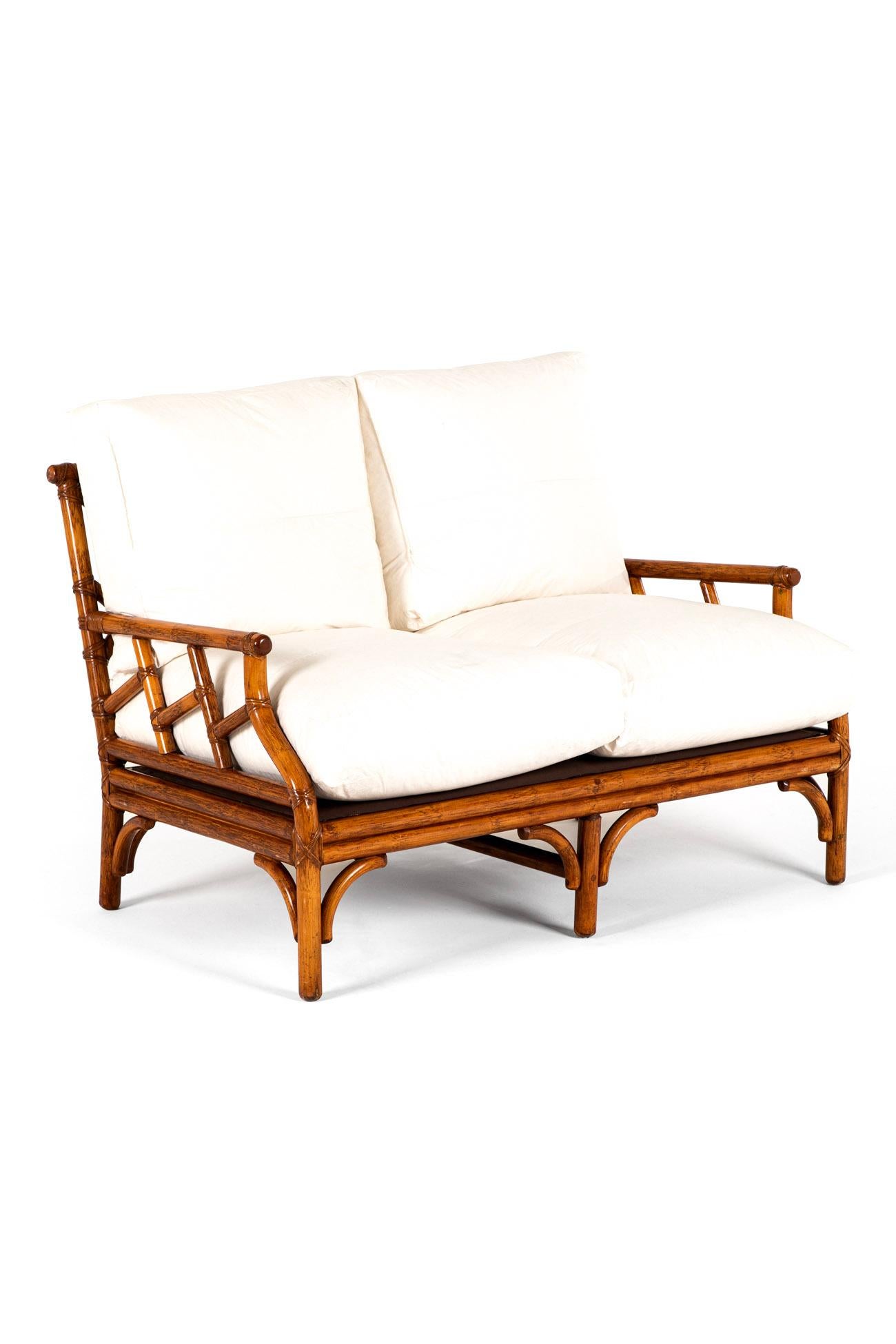 Pair of English Mid-Century Bamboo Sofas For Sale 3