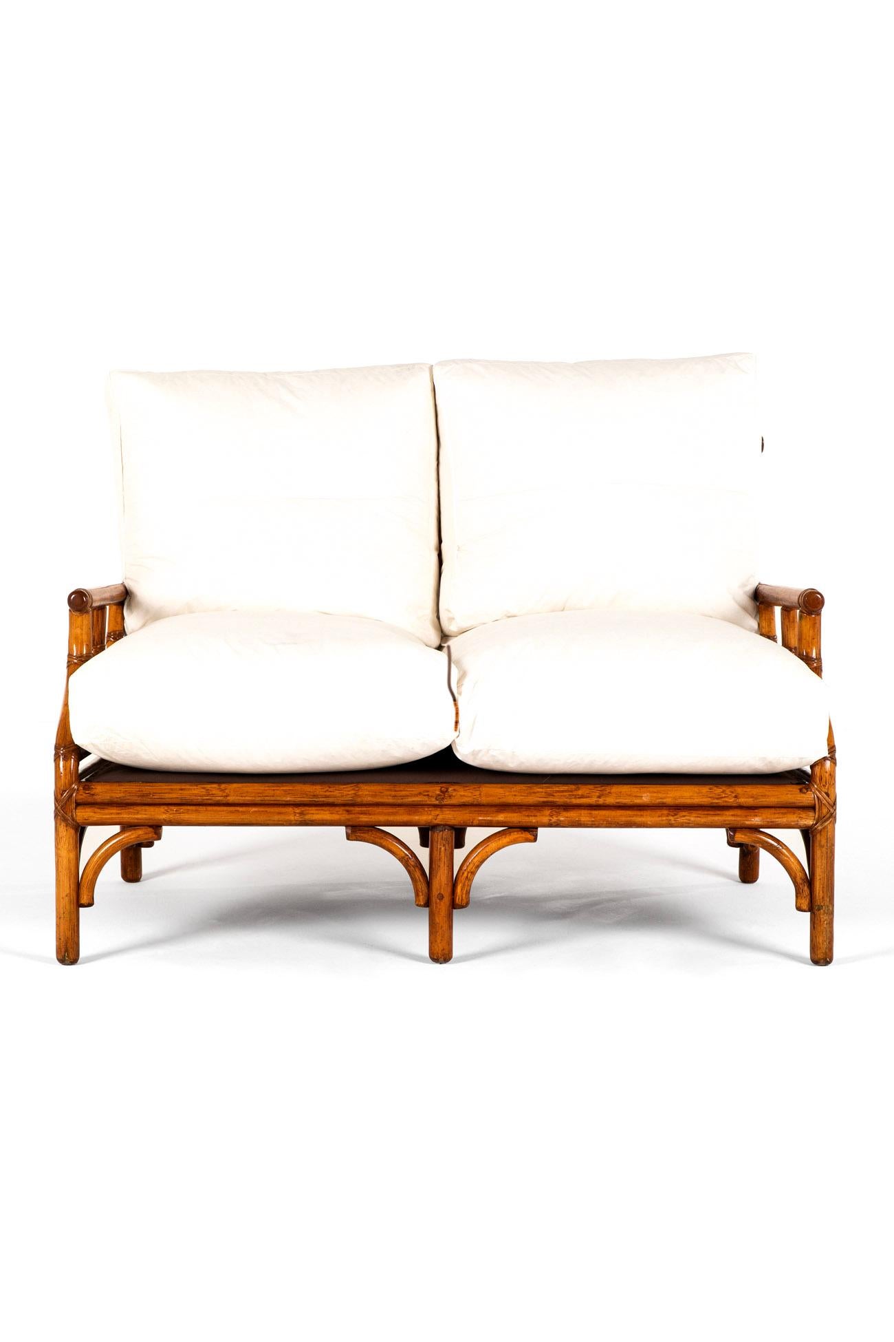 Pair of English Mid-Century Bamboo Sofas For Sale 5