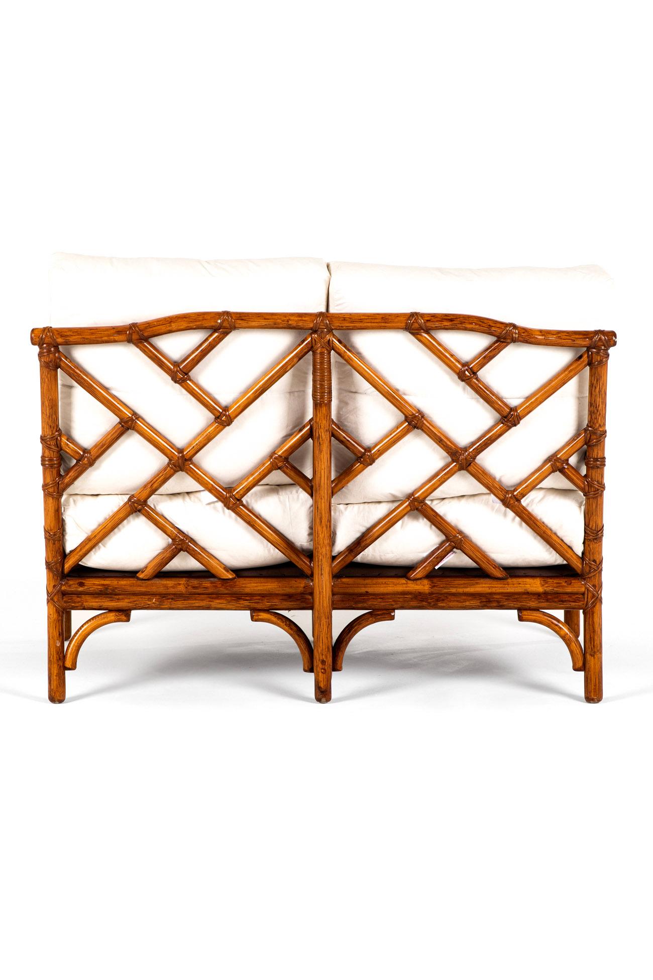 Pair of English Mid-Century Bamboo Sofas For Sale 7