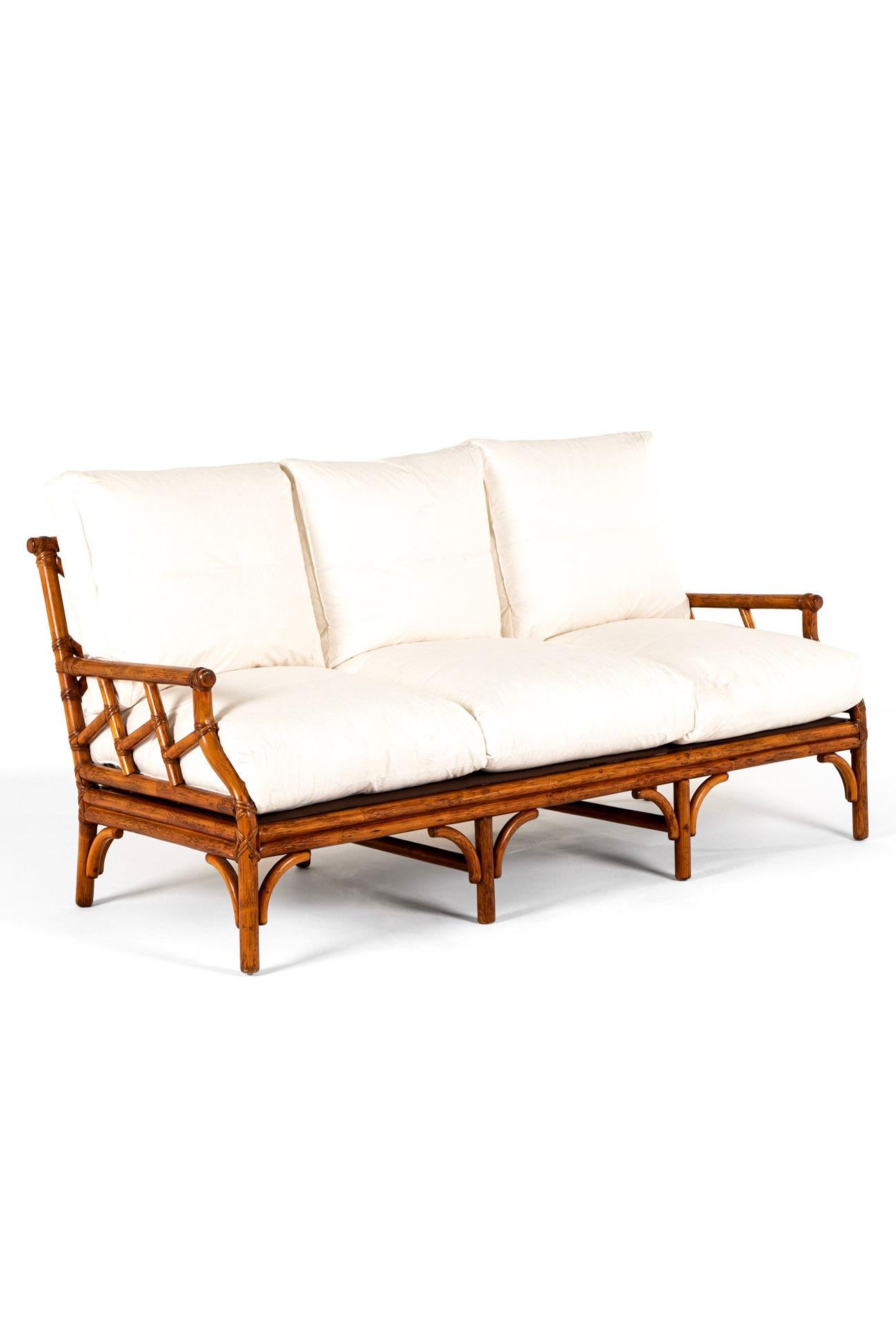 Mid-Century Modern Pair of English Mid-Century Bamboo Sofas For Sale