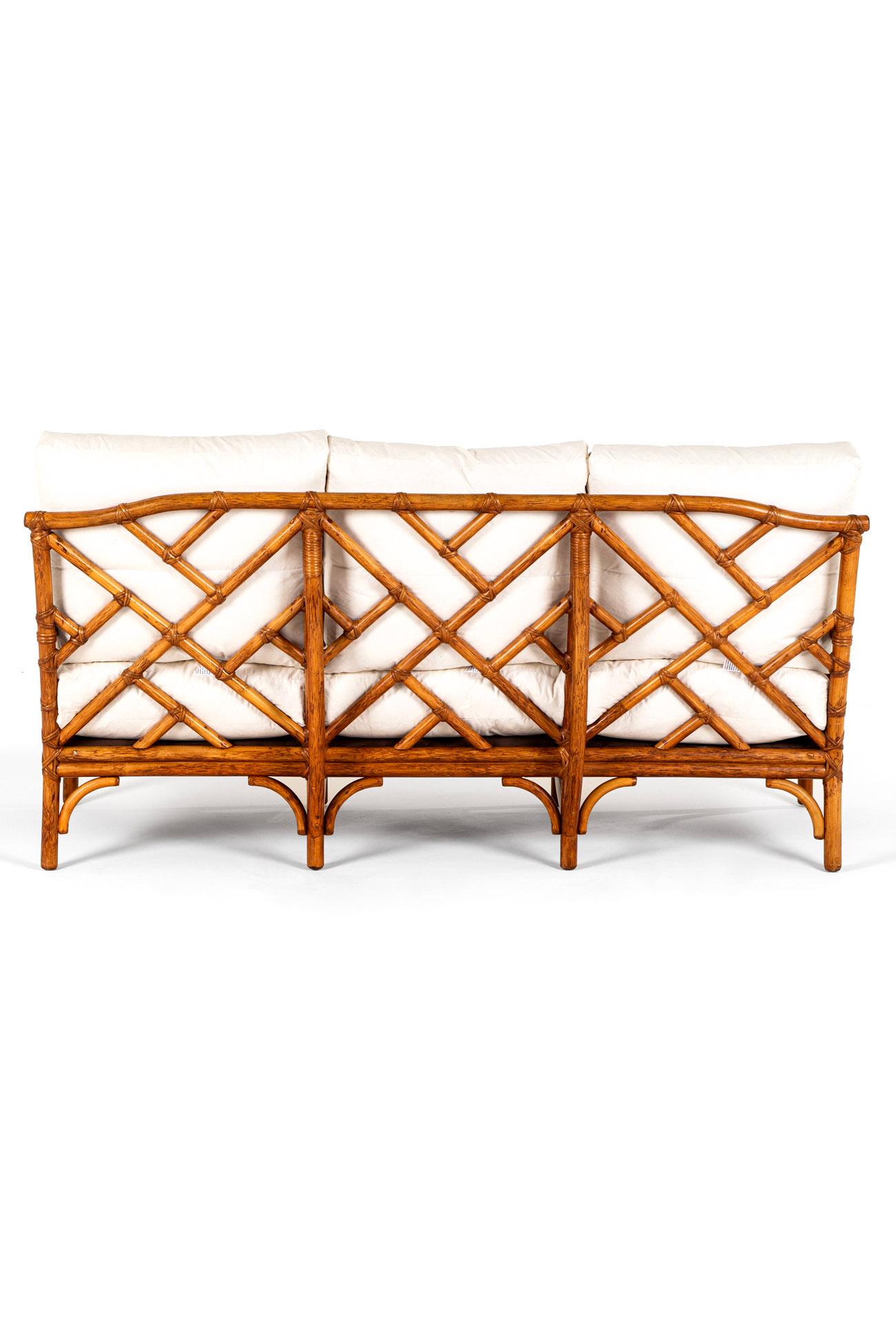 British Pair of English Mid-Century Bamboo Sofas For Sale