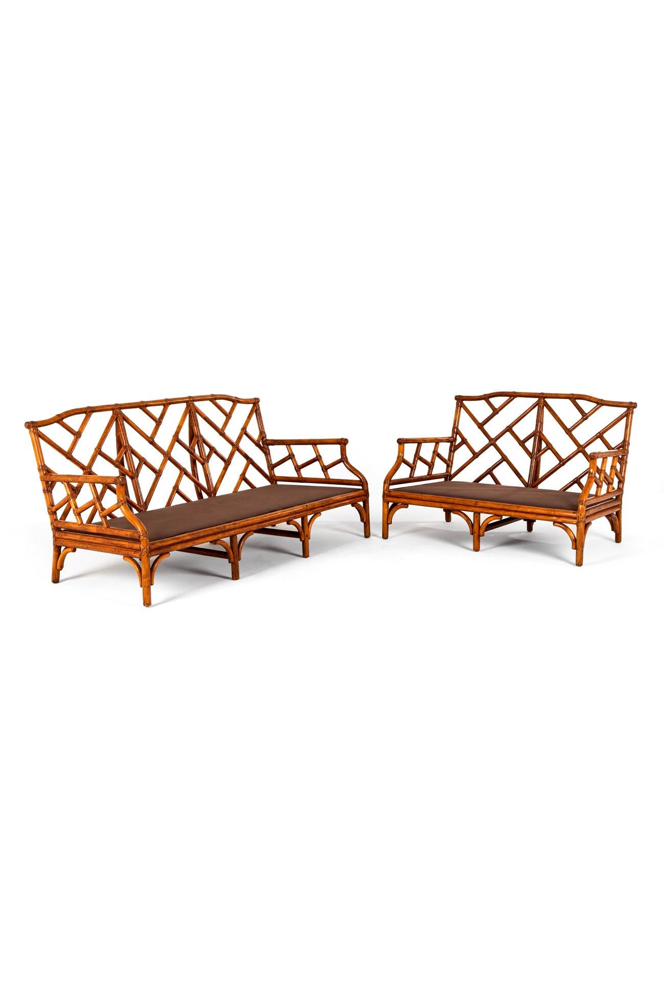 Pair of English Mid-Century Bamboo Sofas In Good Condition For Sale In Faversham, GB
