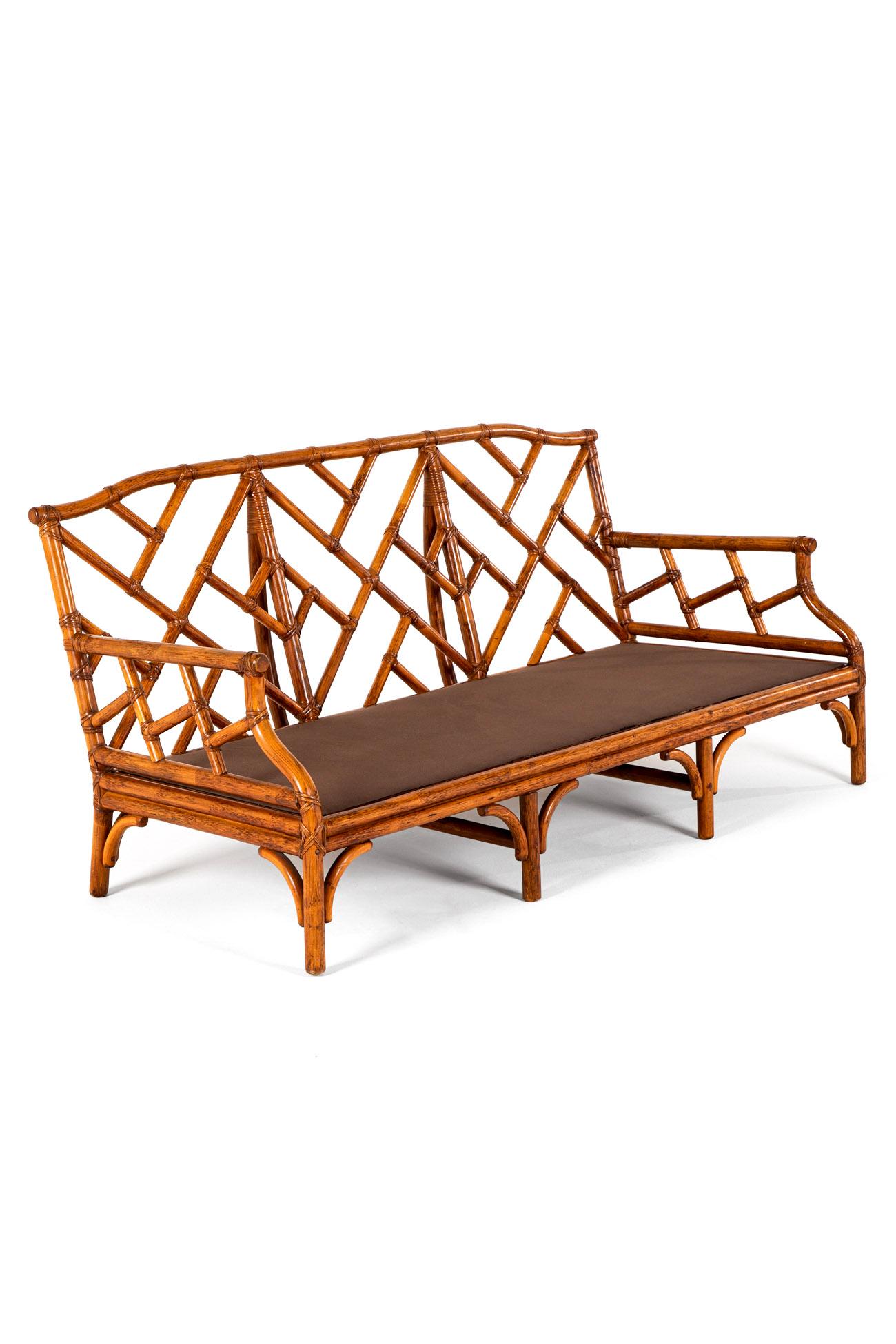 20th Century Pair of English Mid-Century Bamboo Sofas For Sale