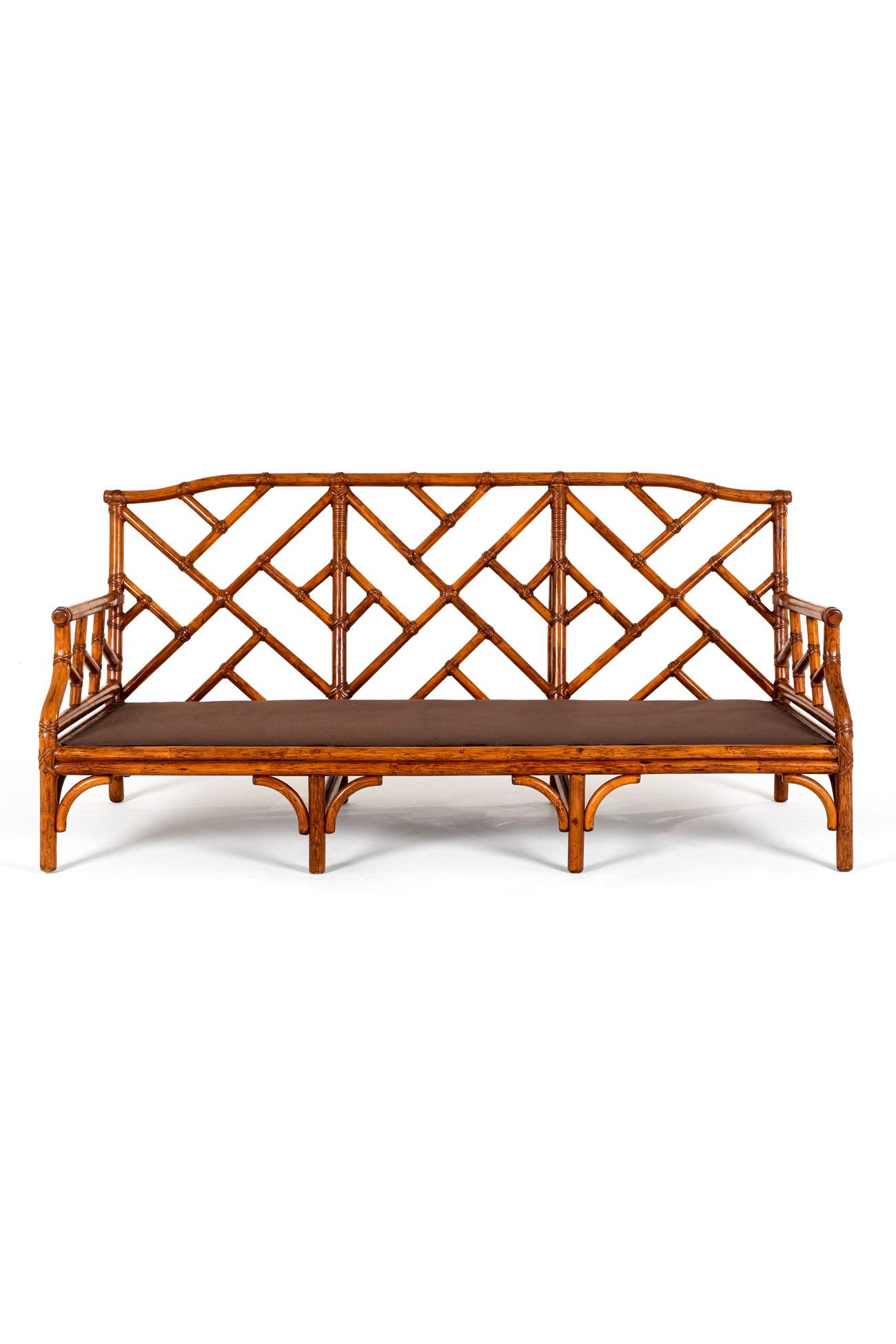 Pair of English Mid-Century Bamboo Sofas For Sale 1