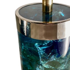 Pair of English Midcentury Blue Lucite Lamps