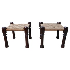 Pair of English Mid-Century Papercord Stools