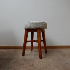 Pair of English Mid-Century Stools with Fresh Upholstery