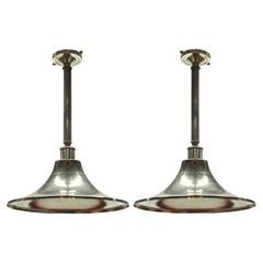 Pair Of English Midcentury Silver Hanging Lights