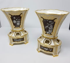 Pair of English Mintons Porcelain Pate Sur Pate Vases Signed Ab, Albion Birks