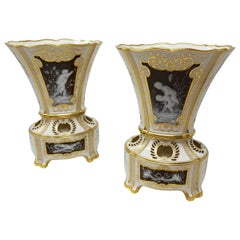 Pair of English Mintons Porcelain Pate Sur Pate Vases Signed Ab, Albion Birks