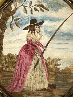 Pair of English Needlepoint Portraits, 18th Century