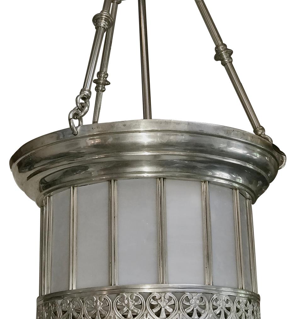 Pair of English Neoclassic Silver Plated Lanterns, Sold Individually In Good Condition For Sale In New York, NY