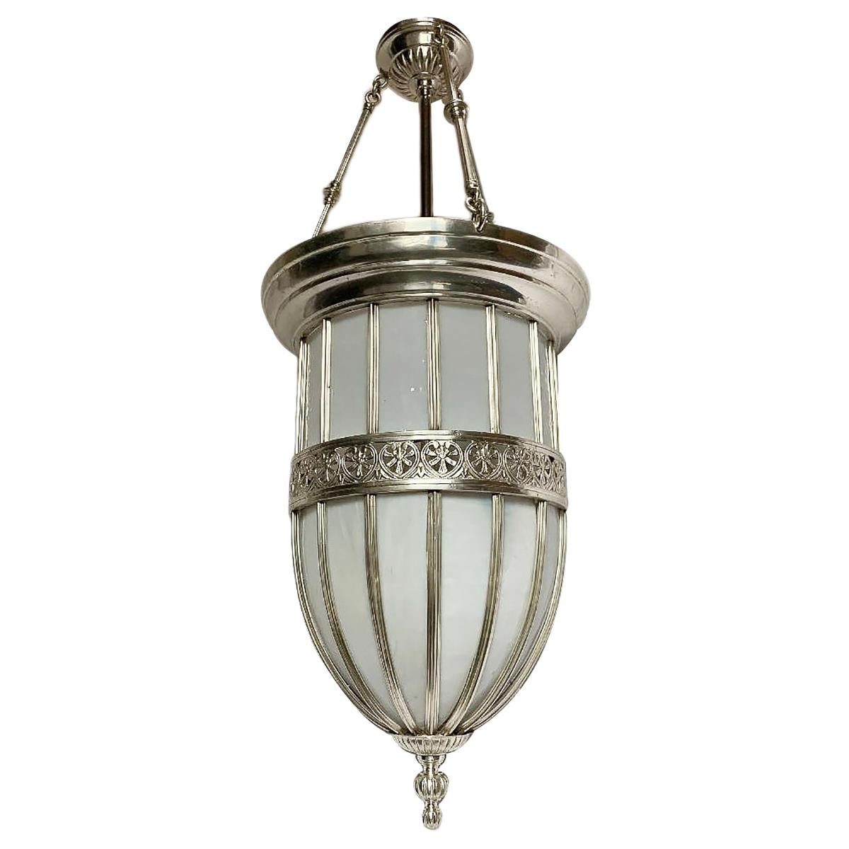 Pair of English Neoclassic Silver Plated Lanterns, Sold Individually