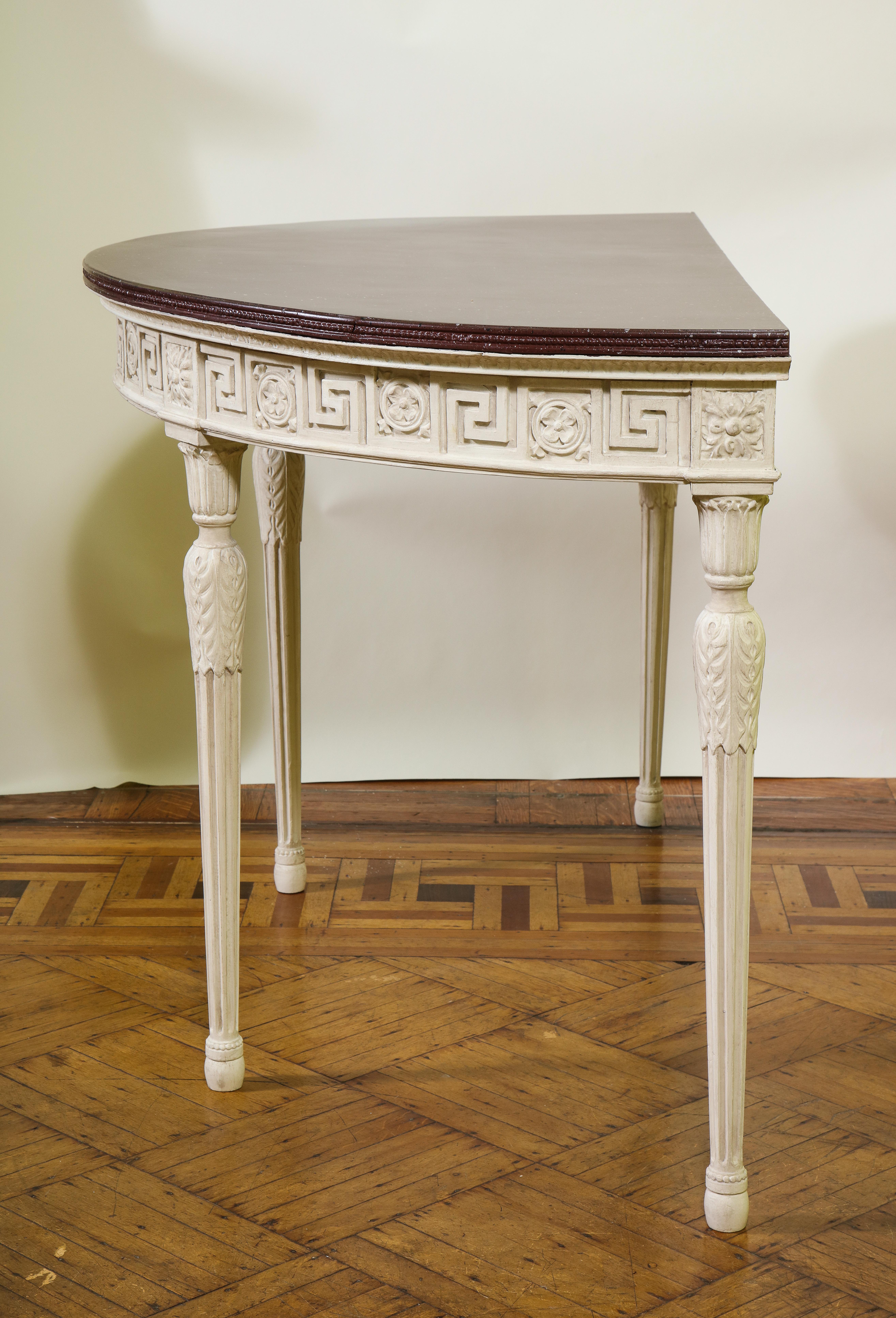 19th Century Pair of English Neoclassical Demi-Lune Console Tables