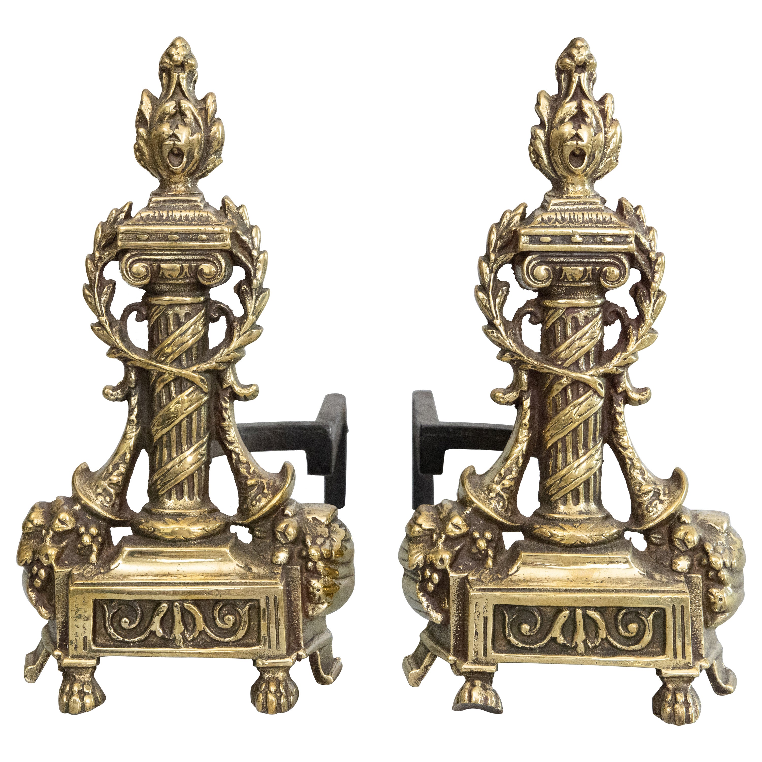 Coppia di androni inglesi in ottone in stile neoclassico, circa 1900