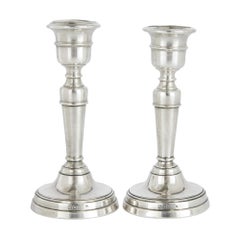 Pair of English Neoclassical Style Silver Candlesticks by Edward Barnard & Sons