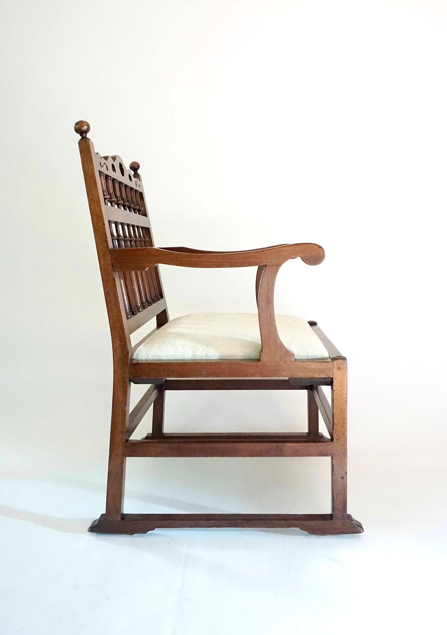 Hand-Carved A Pair of Northern English Spindle-Back Arm Chairs, circa 1780 For Sale