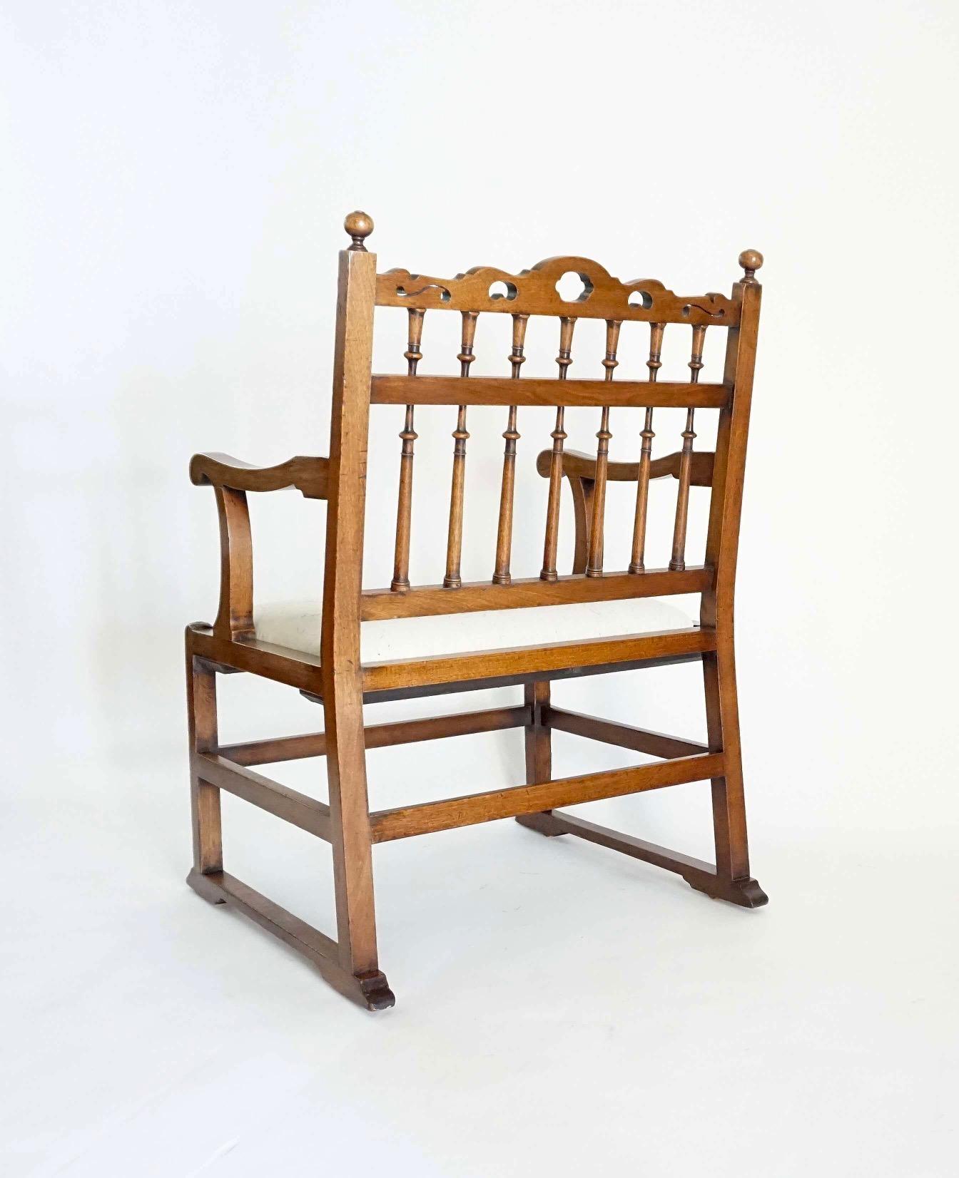 18th Century and Earlier A Pair of Northern English Spindle-Back Arm Chairs, circa 1780 For Sale