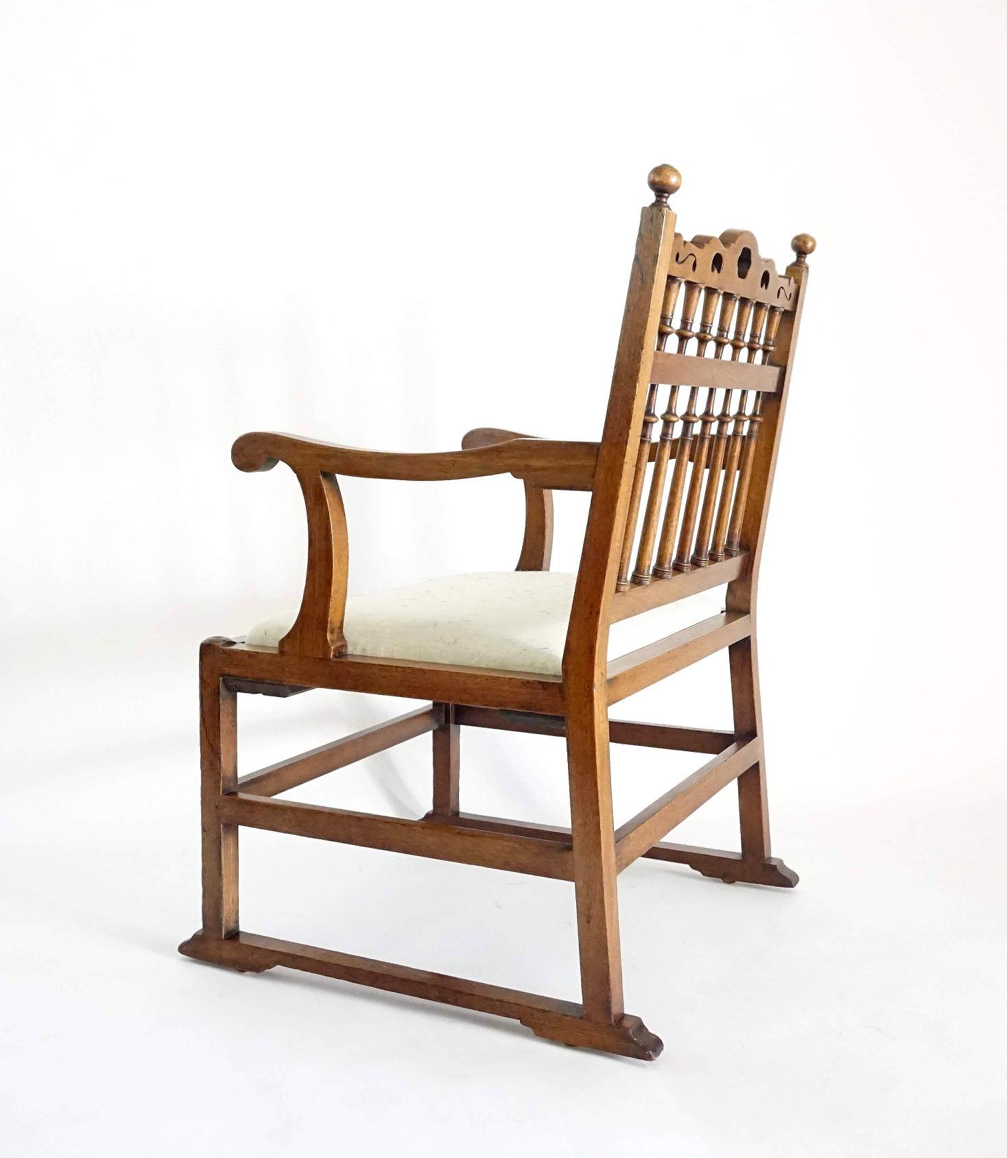 Sycamore A Pair of Northern English Spindle-Back Arm Chairs, circa 1780 For Sale