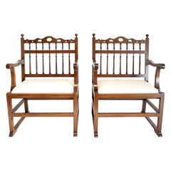 Antique A Pair of Northern English Spindle-Back Arm Chairs, circa 1780