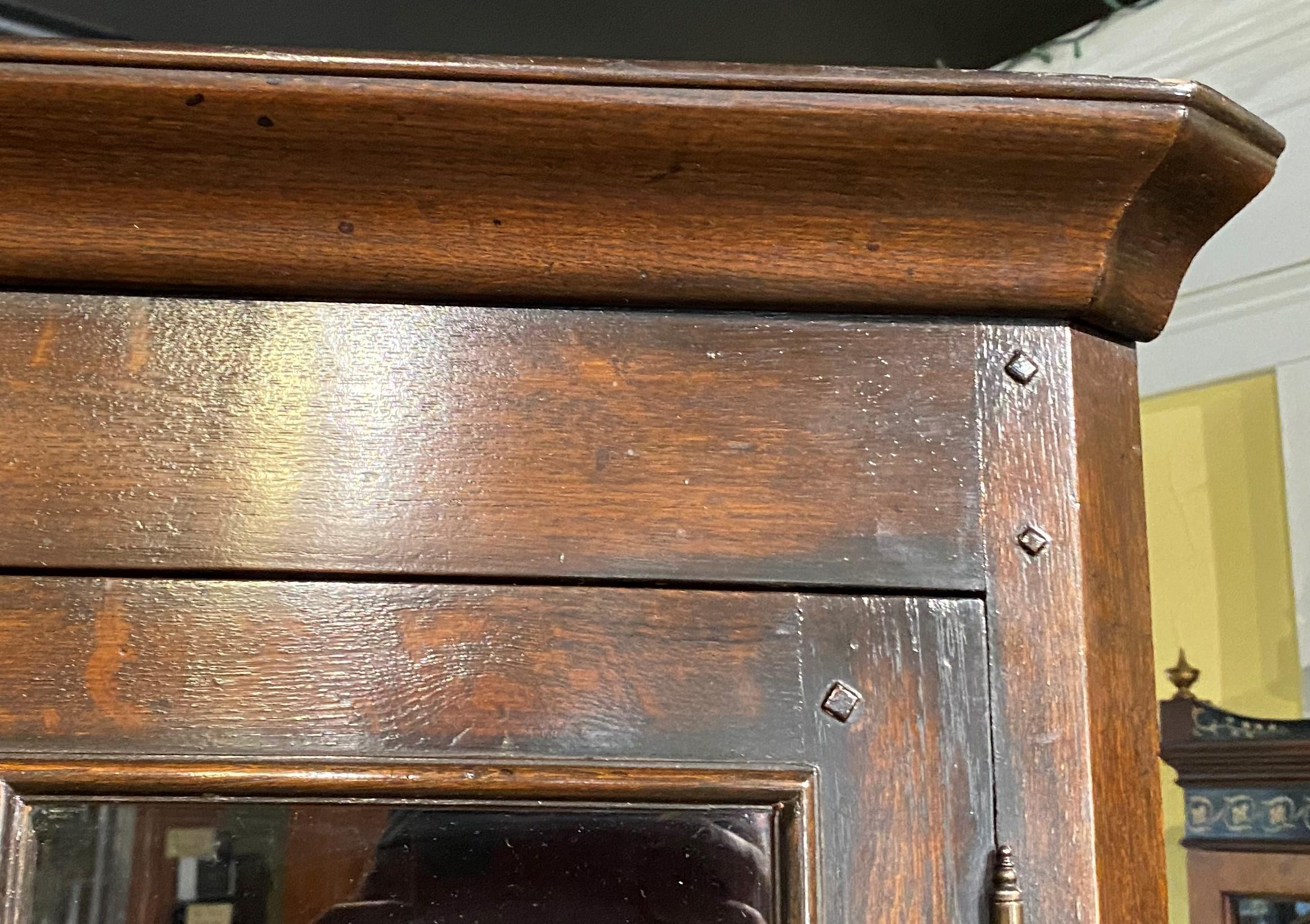 Pair of English Oak Diminutive Two Door Corner Cupboards For Sale 5