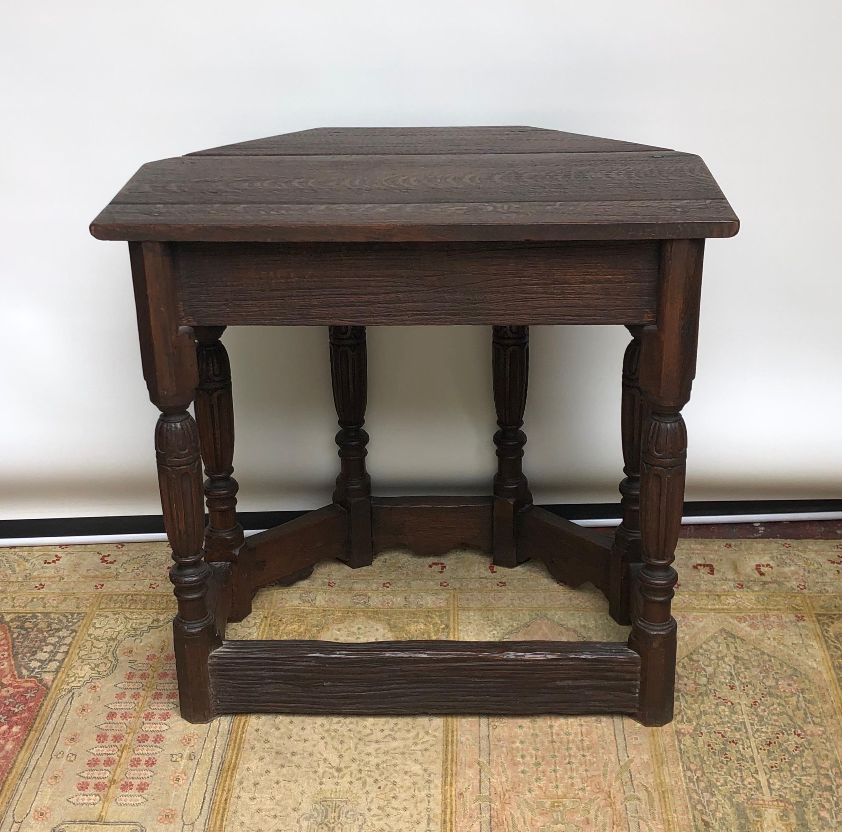 Pair of English Oak Elizabethan Style Console / Side Tables, 19th Century 6