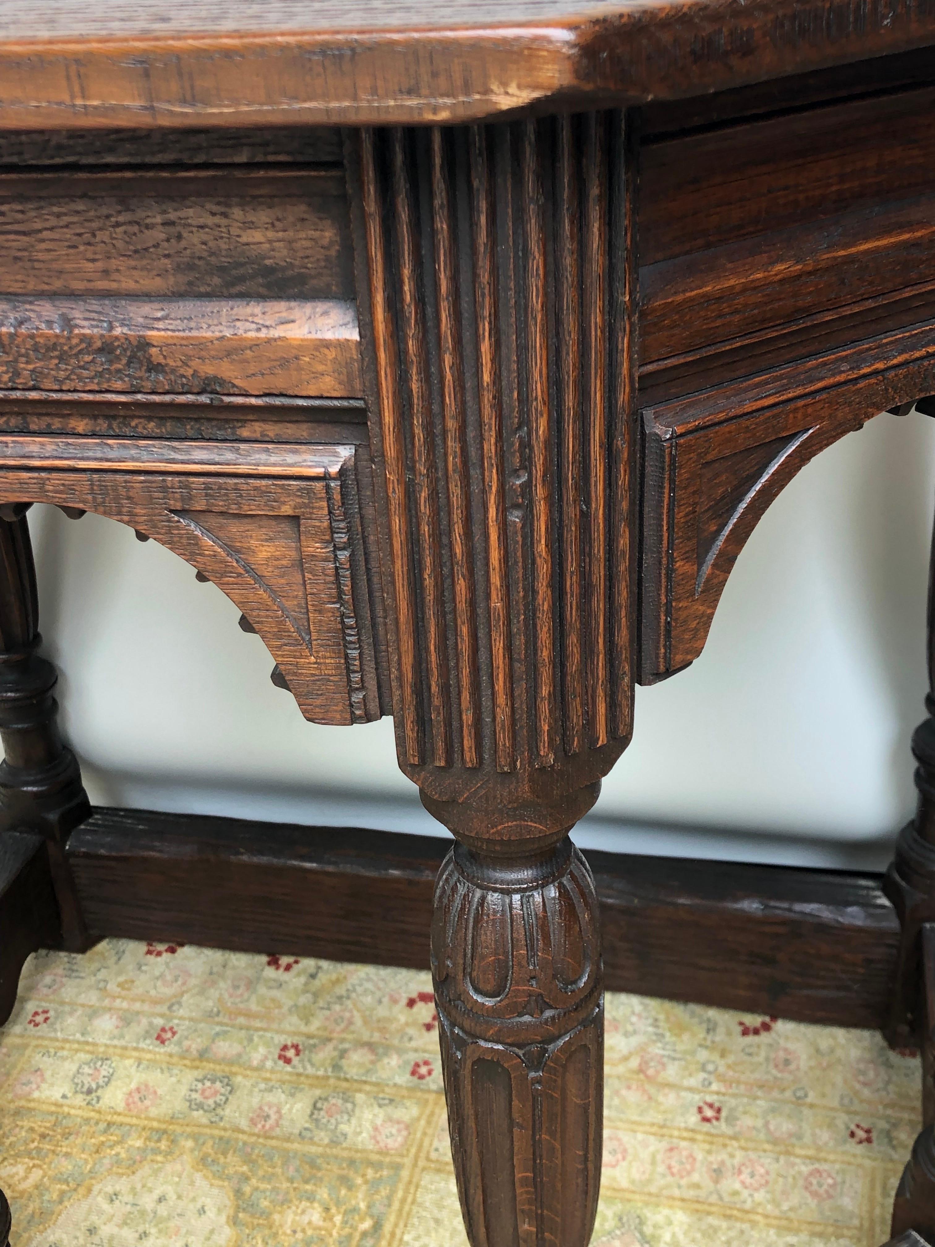 Pair of English Oak Elizabethan Style Console / Side Tables, 19th Century 8