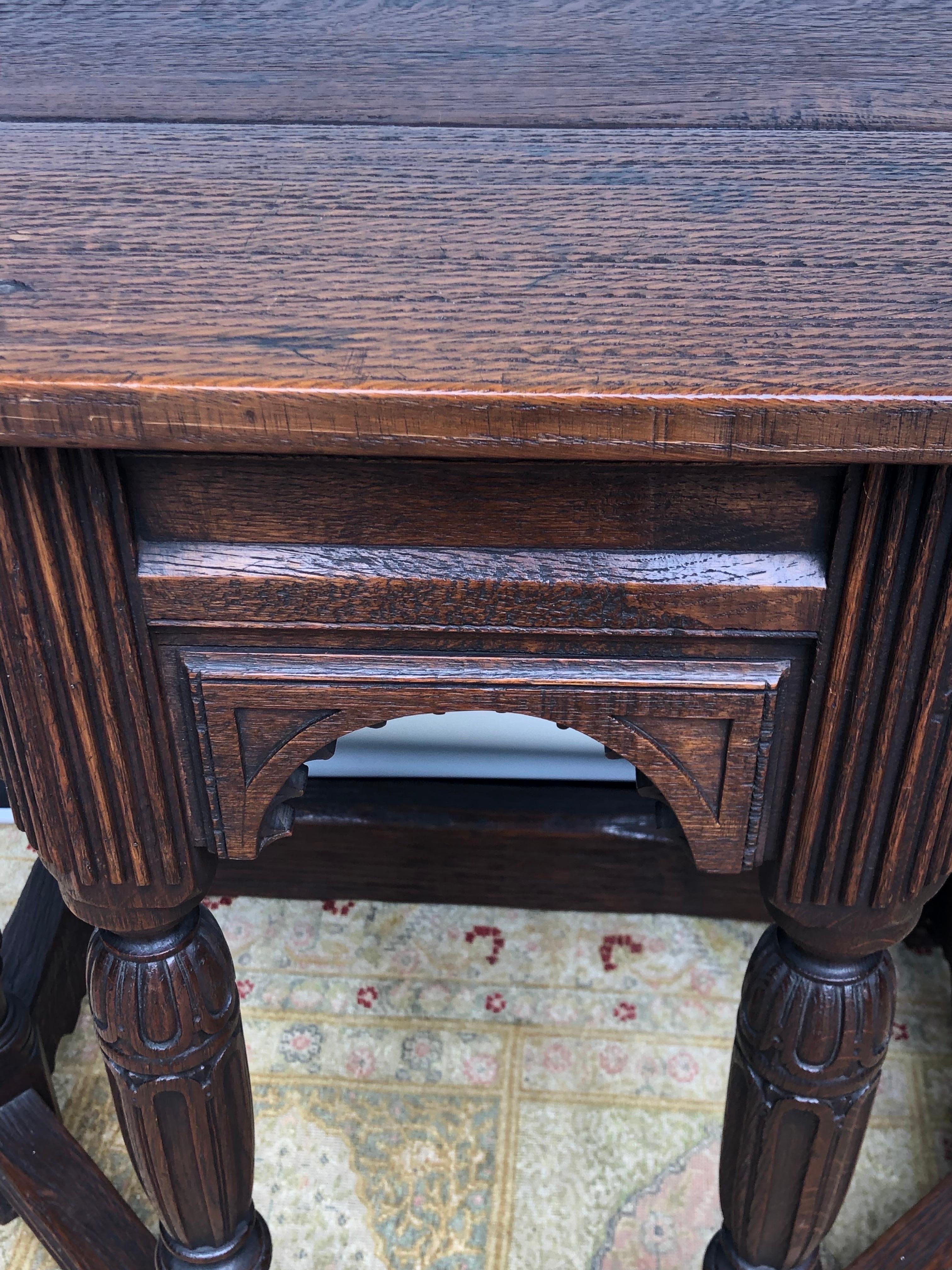 Pair of English Oak Elizabethan Style Console / Side Tables, 19th Century 12