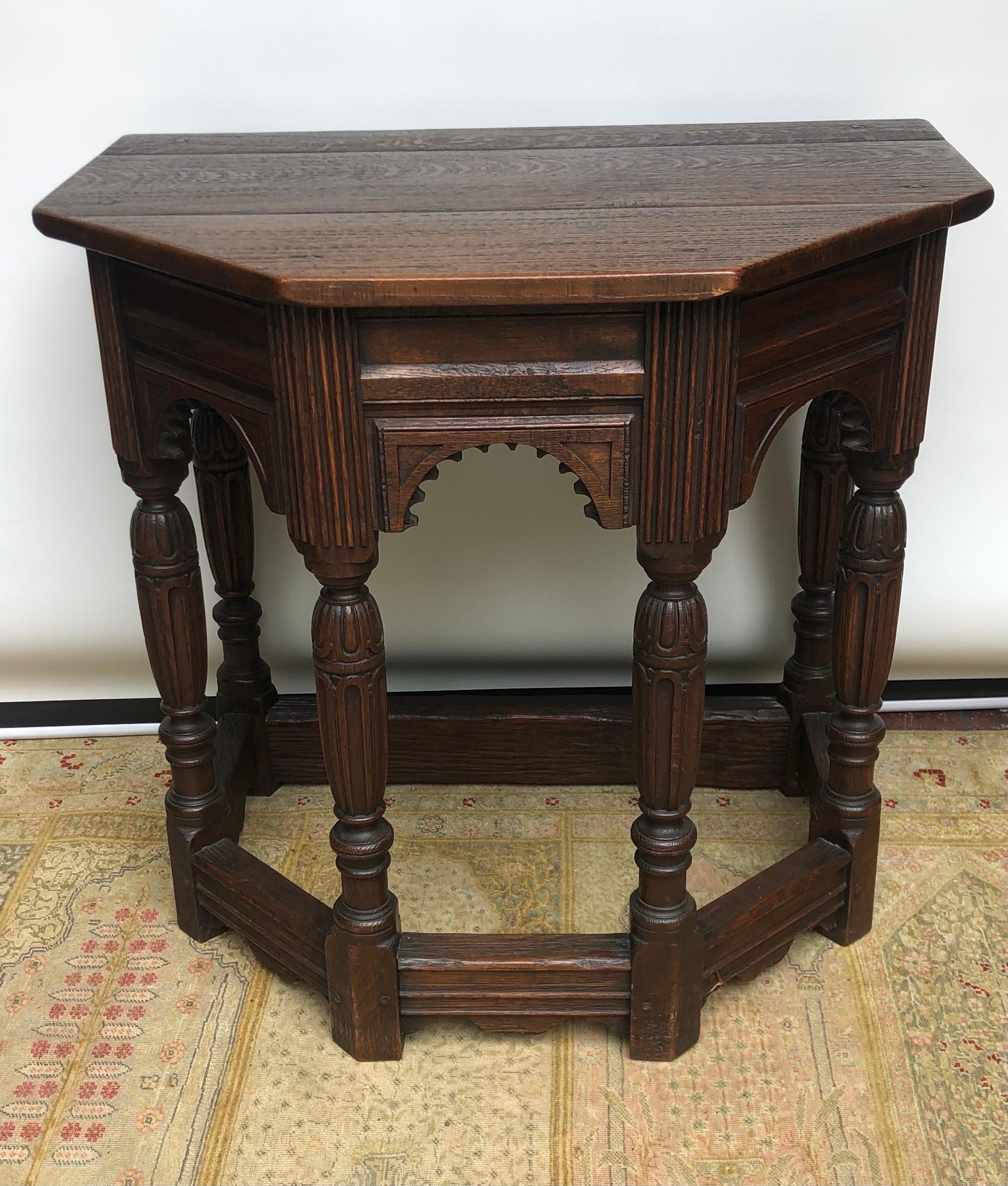 Pair of English Oak Elizabethan Style Console / Side Tables, 19th Century 2