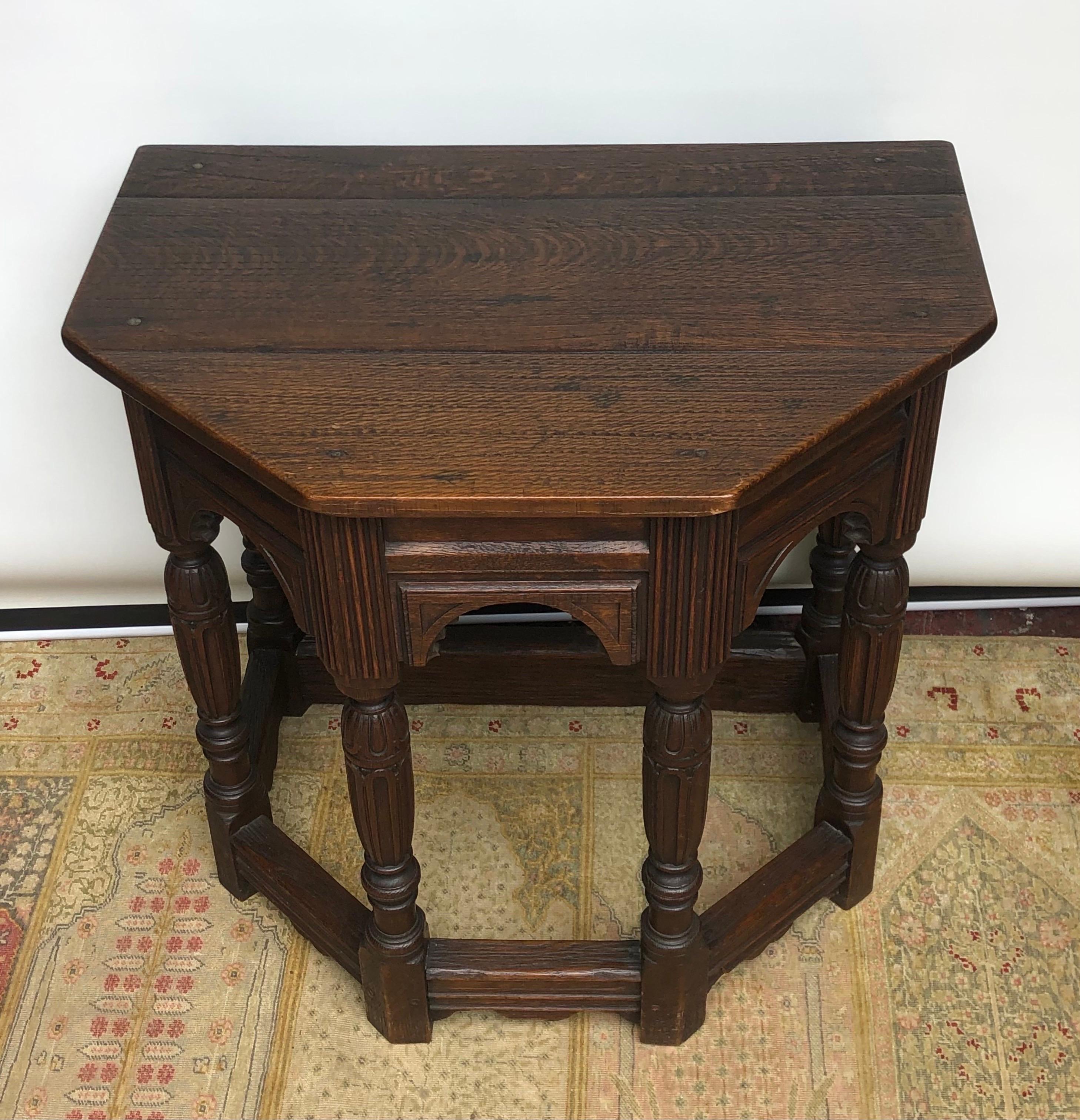 Pair of English Oak Elizabethan Style Console / Side Tables, 19th Century 3