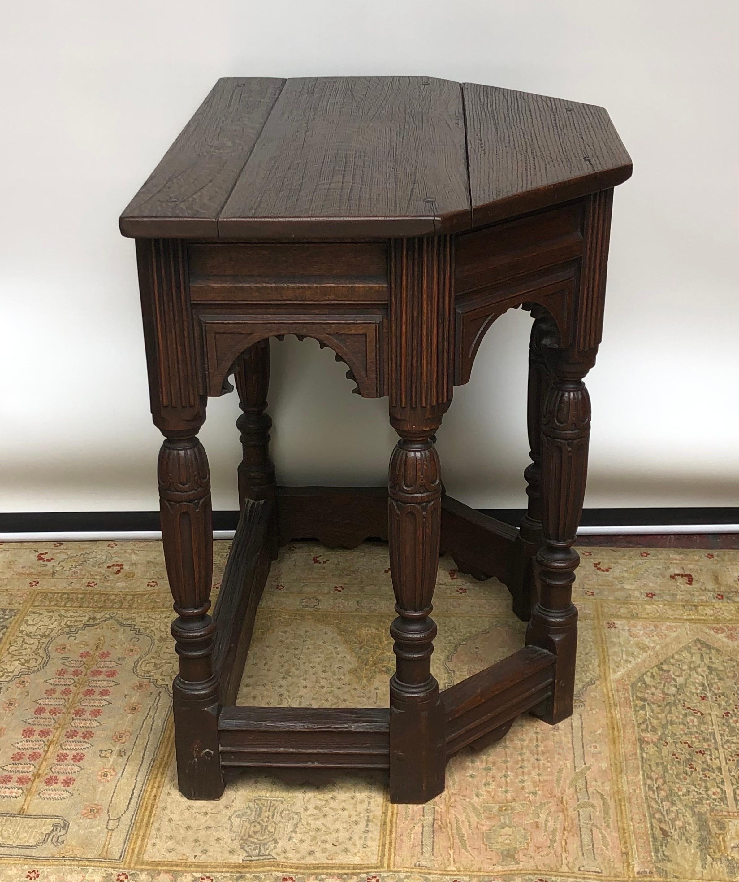 Pair of English Oak Elizabethan Style Console / Side Tables, 19th Century 4