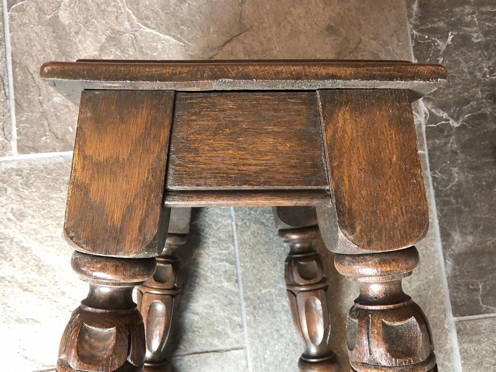 Pair of English Oak Elizabethan Style Stools or End Tables For Sale 3