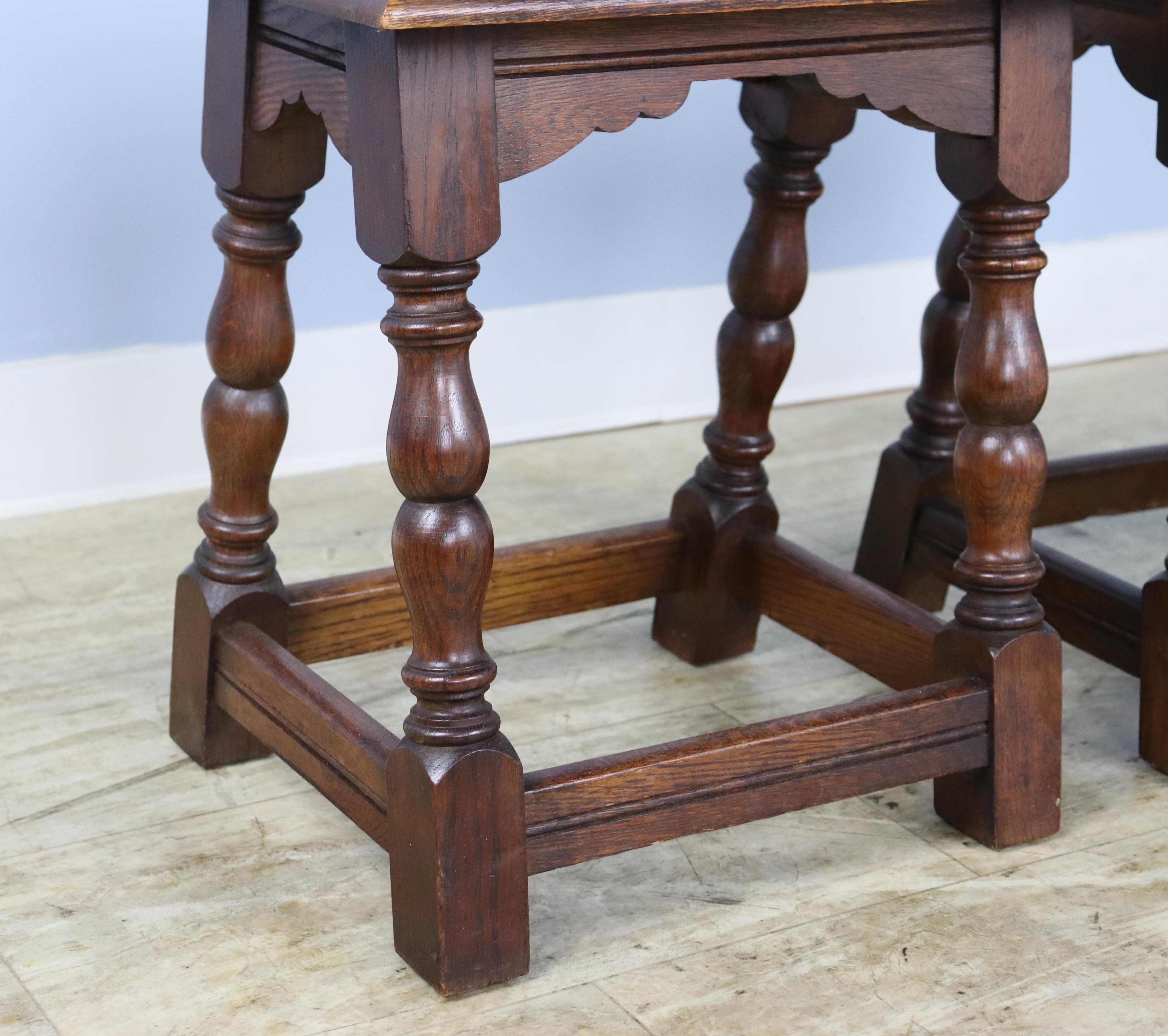 Pair of English Oak Joint Stools For Sale 6