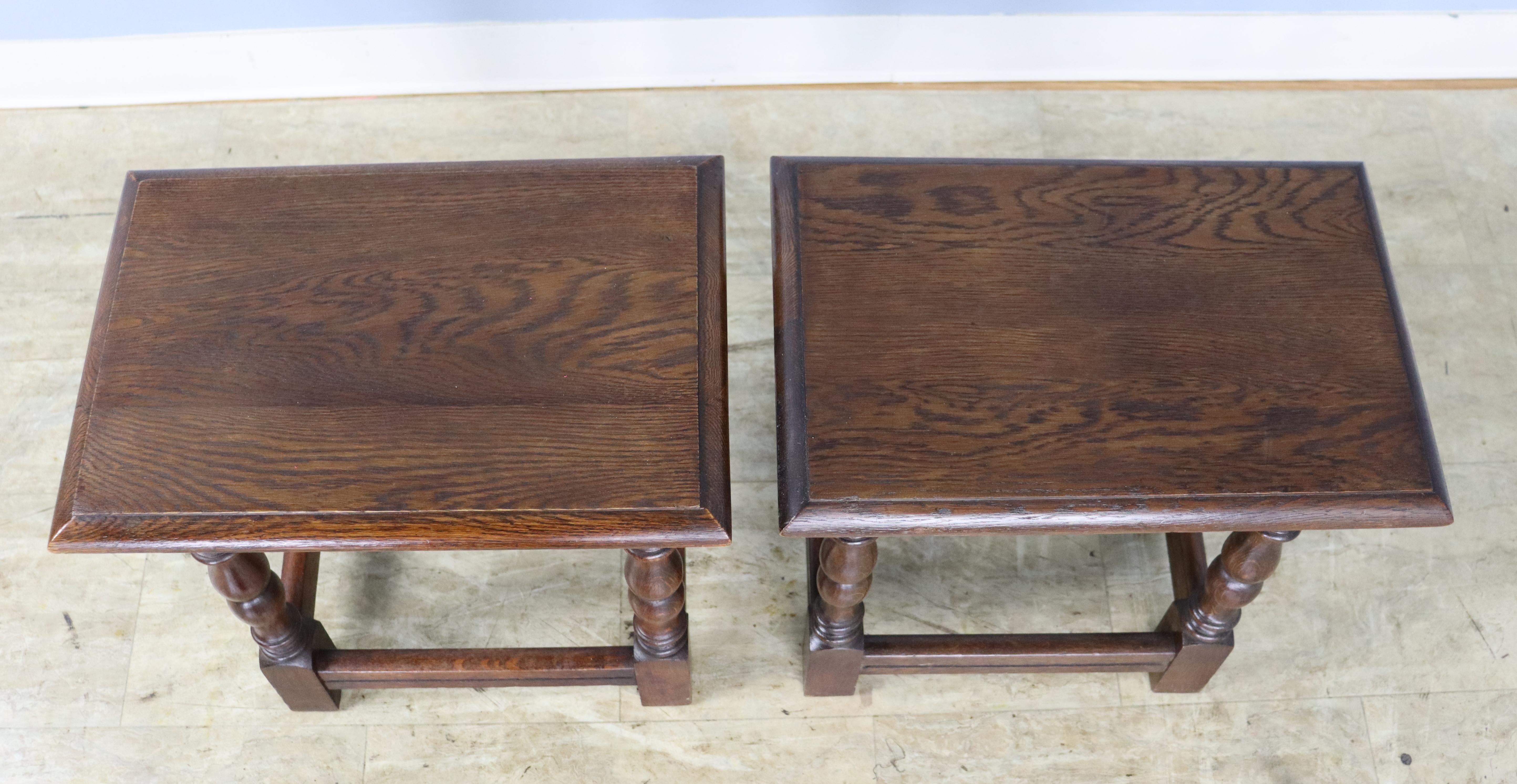 Pair of English Oak Joint Stools For Sale 2