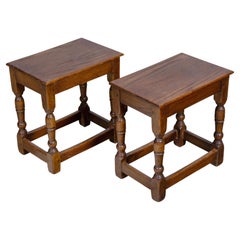 Pair of English Oak Joint Stools with Turned Legs, circa 1900