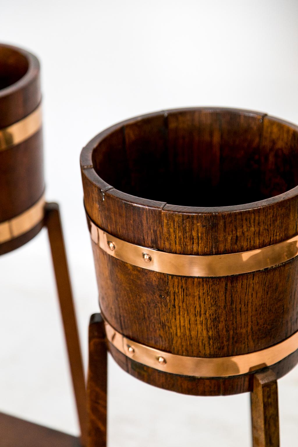 Pair of English Oak Planter Stands 1