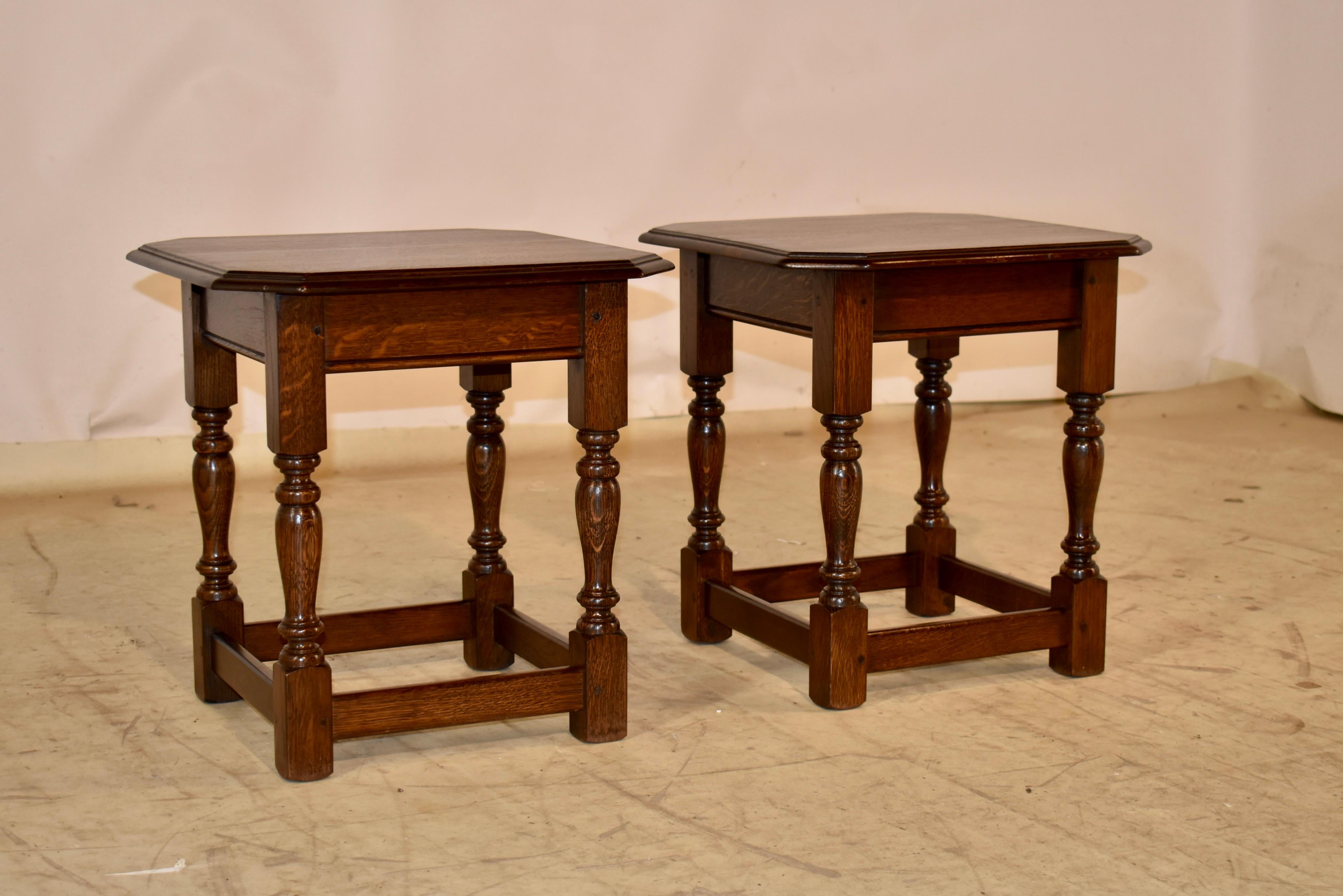 Napoleon III Pair of English Oak Side Tables, Circa 1900 For Sale