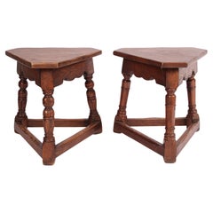 Pair of English Oak Style Joint Stools / Tables Made by Marshall Laird