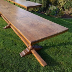 Pair of English Oak Trestle Tables
