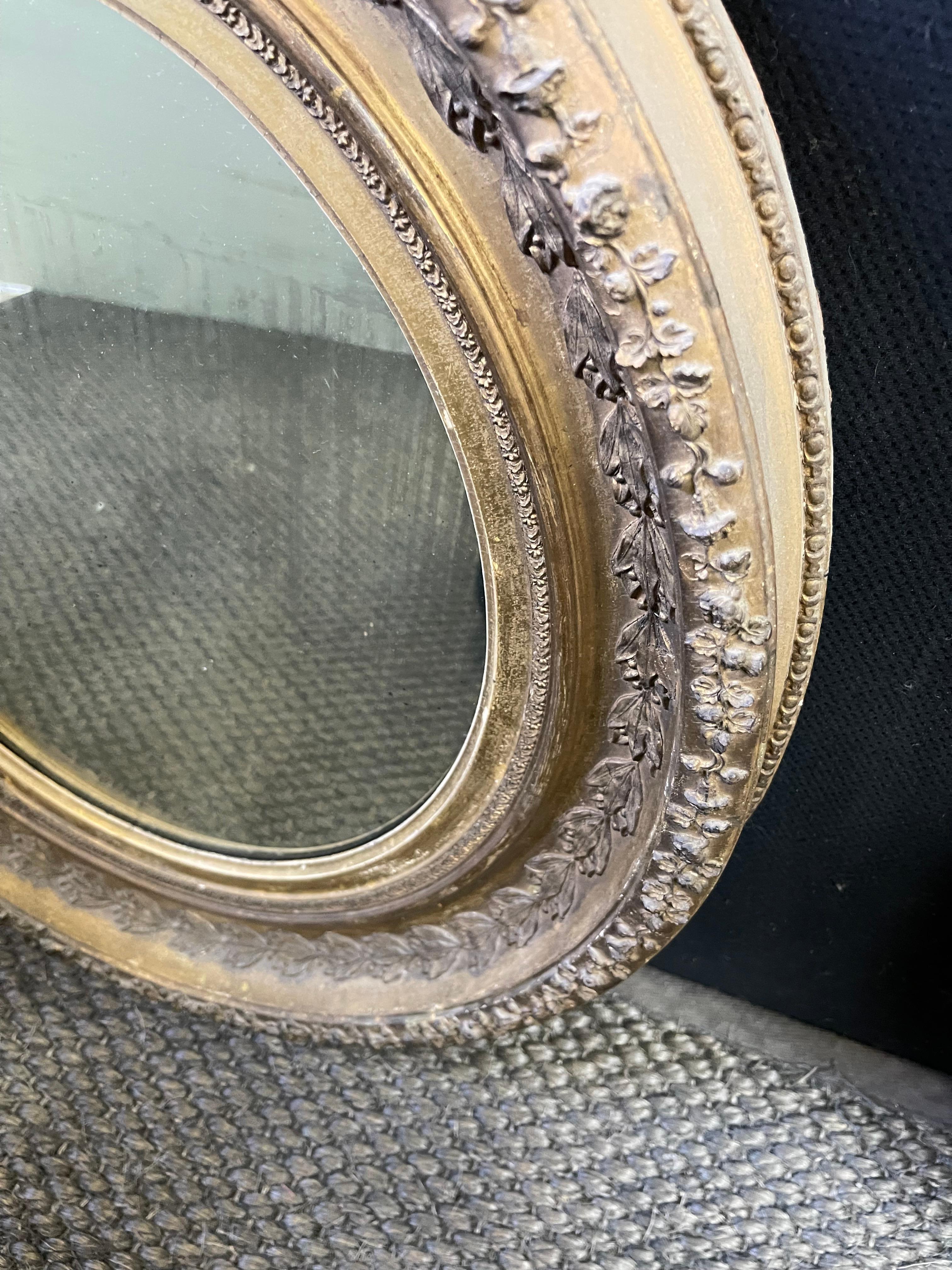 Pair of English Oval Gilt Mirrors 4