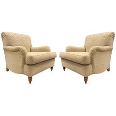 Pair of English Oversized Upholstered Lounge Chairs